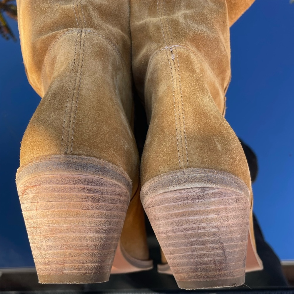 BA&SH Suede boots Tan leather  shops Cowboy - Picture 7 of 10
